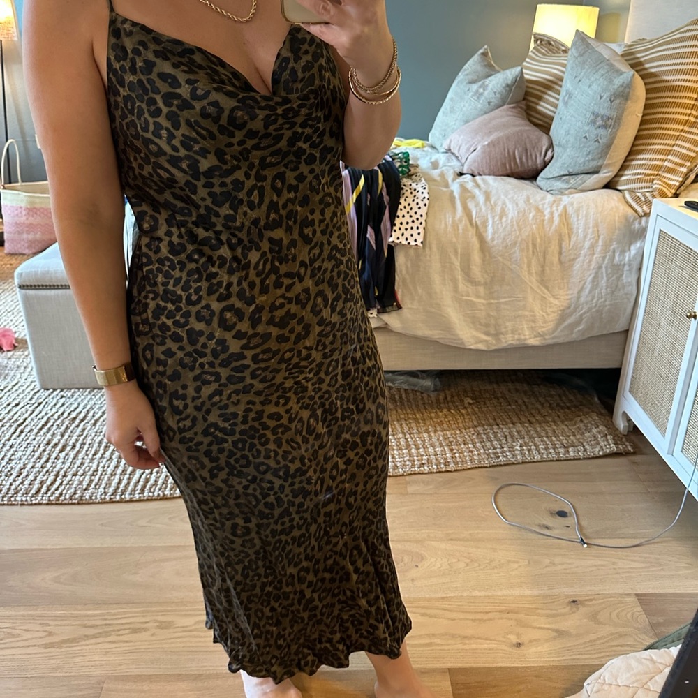 NWT Zara Silk Leopard Slip Dress